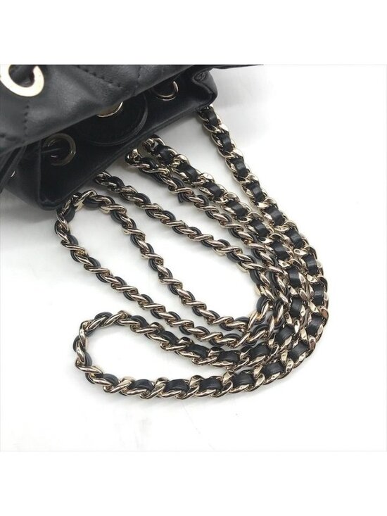 Chanel Quilted Lambskin CC Logo Drawstring Chain Backpack Pack Black main image 8